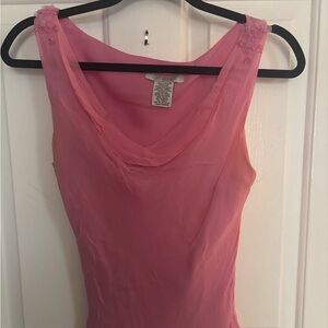 Pink Beaded Sleeveless Chiffon tank top